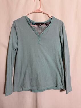 Guide Gear Womens Medium Thermal Henley Top Mint Green Long Sleeve